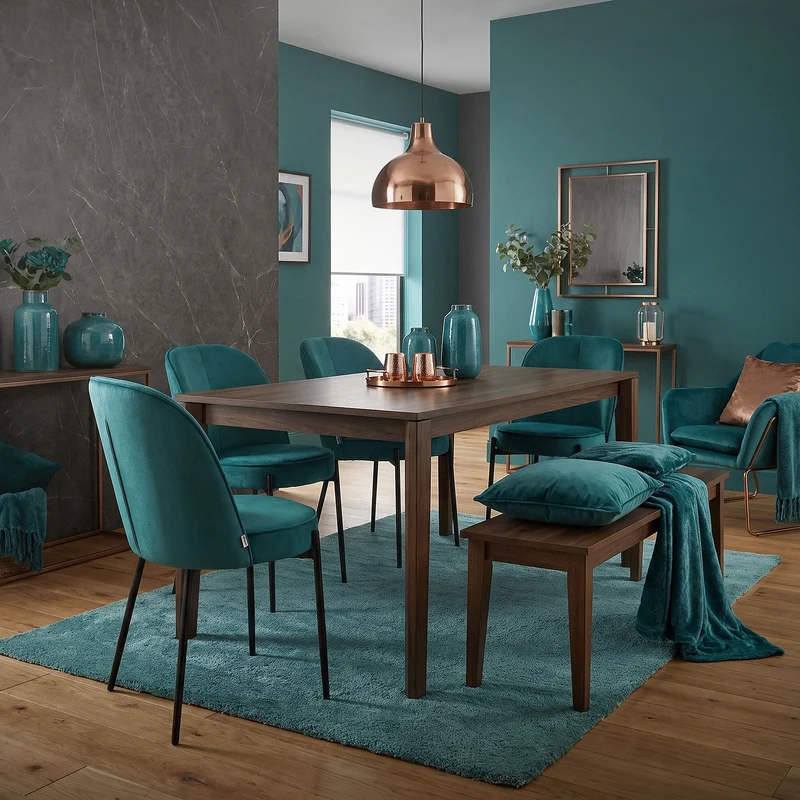 Esszimmerstühle 6er Set Petrol mit Rückenlehne, Polsterstühle für Esszimmer & Küche ML-Design