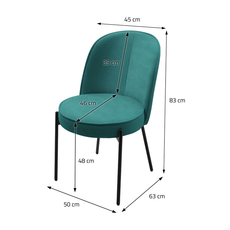 Esszimmerstühle 4er Set Petrol mit Rückenlehne, Polsterstühle für Esszimmer & Küche ML-Design
