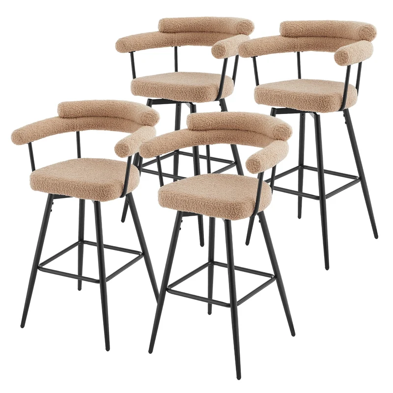 ML-Design | Barhocker Set 360° drehbar mit Armlehne, Rückenlehne und Fußstütze 61x103x55 cm bis 120 kg