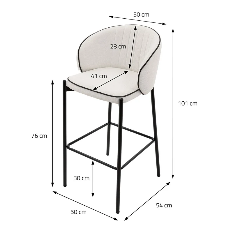 Barhocker 4er Set Beige 50x101x54 cm mit Rückenlehne und Fußstütze bis 120 kg ML-Design
