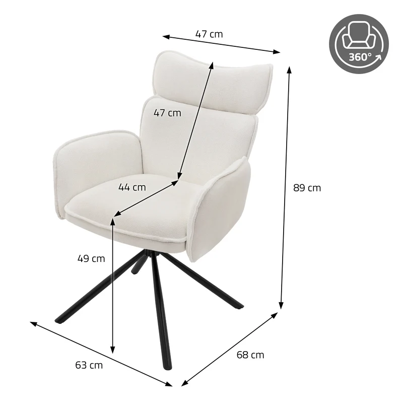 Esszimmerstuhl 6er Set drehbar Beige mit Rücken- und Armlehne bis 120 kg ML-Design