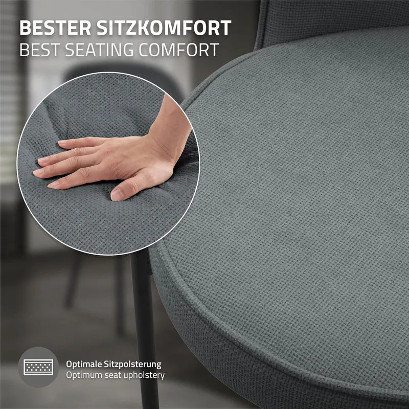 Esszimmerstühle 4er Set Anthrazit mit Rückenlehne, Polsterstühle für Esszimmer & Küche ML-Design