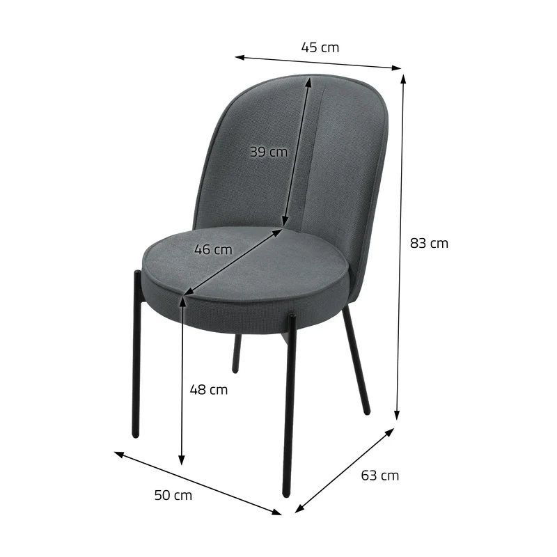 Esszimmerstühle 4er Set Anthrazit mit Rückenlehne, Polsterstühle für Esszimmer & Küche ML-Design