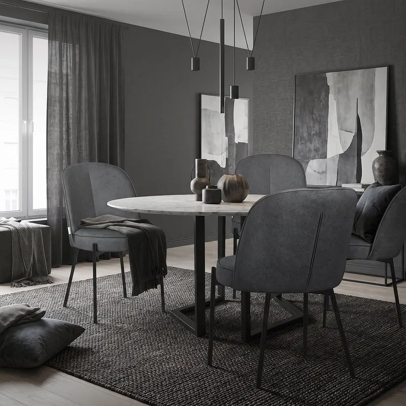 Esszimmerstühle 4er Set Anthrazit mit Rückenlehne, Polsterstühle für Esszimmer & Küche ML-Design