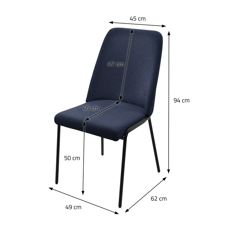 Esszimmerstühle 4er Set Dunkelblau mit Rückenlehne, Polsterstühle für Esszimmer & Küche ML-Design