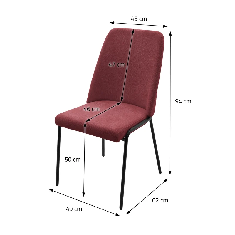 Esszimmerstühle 4er Set Rot mit Rückenlehne, Polsterstühle für Esszimmer & Küche ML-Design