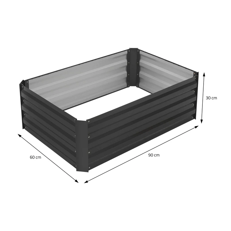 4er Set Hochbeet 90x60x30 cm Anthrazit aus Metall ML-Design