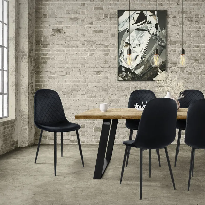 B-Ware Esszimmerstuhl 4er Set mit Rückenlehne Schwarz Küchenstuhl mit Microfaser-Samtbezug ML-Design