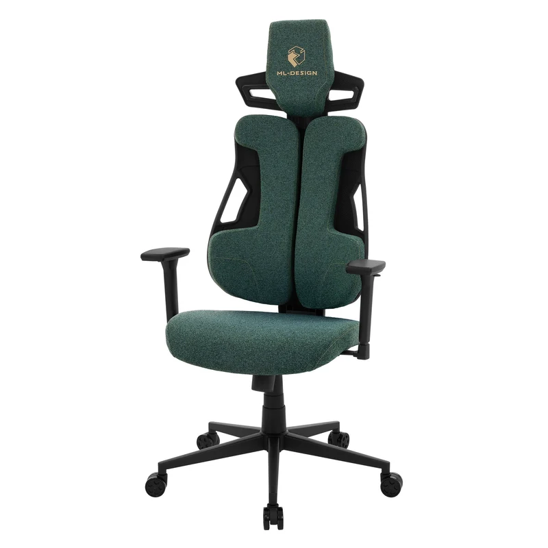 ML-Design | Gaming Stuhl mit Armlehne, Kopfstütze und Lordosenstütze, 68 x 135–142 x 69 cm, aus Stoff