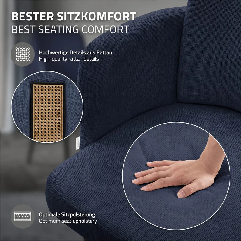 4er Set Esszimmerstühle mit Rücken- & Armlehne Dunkelblau mit Metallbeinen bis 120 kg ML-Design