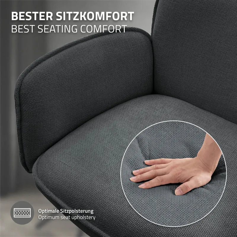 Esszimmerstuhl 6er Set drehbar Anthrazit mit Rücken- und Armlehne bis 120 kg ML-Design