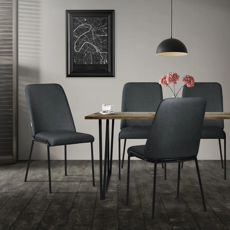 Esszimmerstühle 6er Set Anthrazit mit Rückenlehne, Polsterstühle für Esszimmer & Küche ML-Design