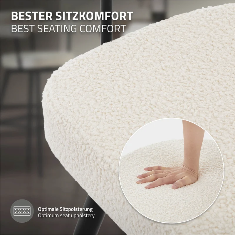 2er Set Barhocker 360° drehbar Beige 61x103x55 cm mit Arm-, Rückenlehne und Fußstütze bis 120 kg ML-Design