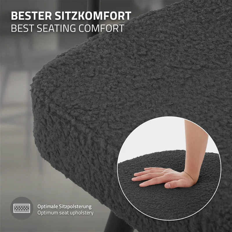 2er Set Barhocker 360° drehbar Dunkelgrau 61x103x55 cm mit Arm-, Rückenlehne und Fußstütze bis 120 kg ML-Design