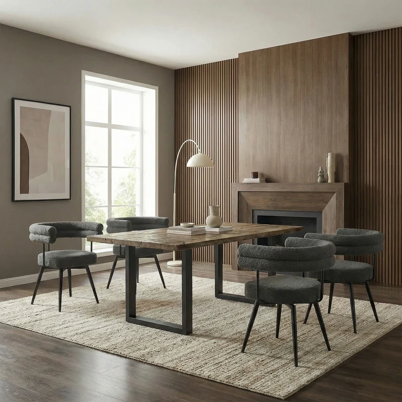 2er Set Esszimmerstühle 360° drehbar in Dunkelgrau Teddy-Stoff mit Arm- und Rückenlehnen Küchenstuhl ML-Design