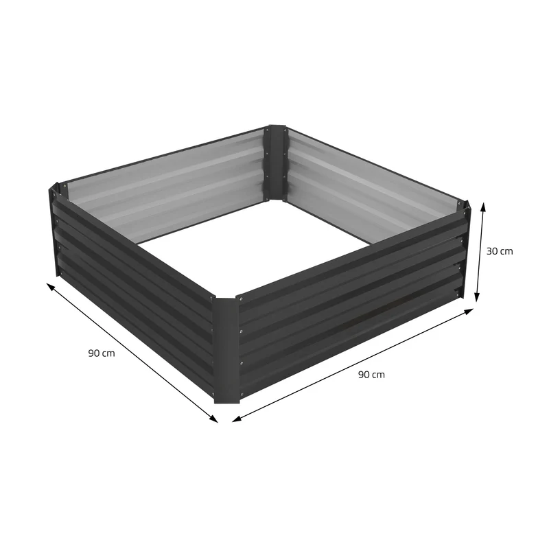 4er Set Hochbeet 90x90x30 cm Anthrazit aus Metall ML-Design