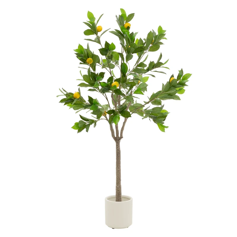 ML-Design | Künstlicher Zitronenbaum im Topf mit Früchten, 130/160 cm, aus Kunststoff, PP, Stoff, Kunstpflanze