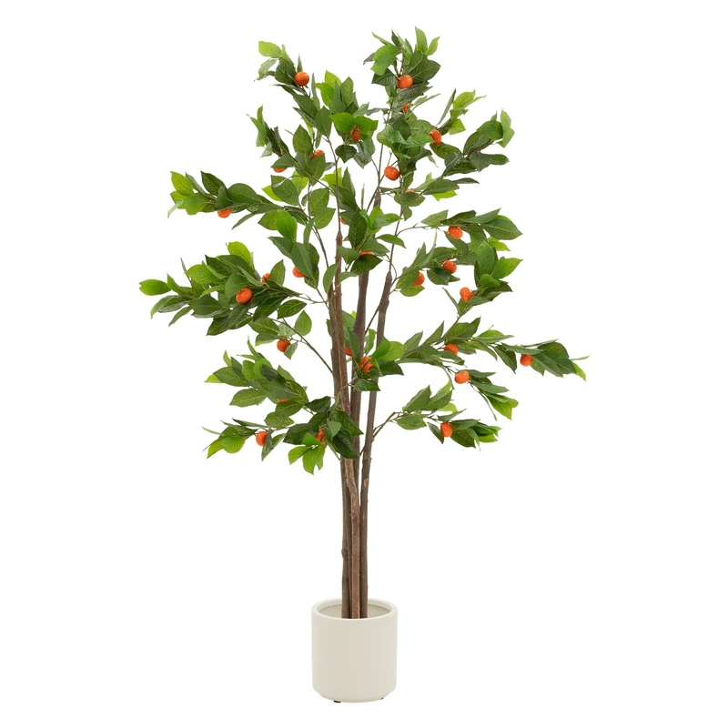 ML-Design | Künstlicher Orangenbaum im Topf mit Früchten, 130/160 cm, aus Kunststoff, PP, Stoff, Kunstpflanze