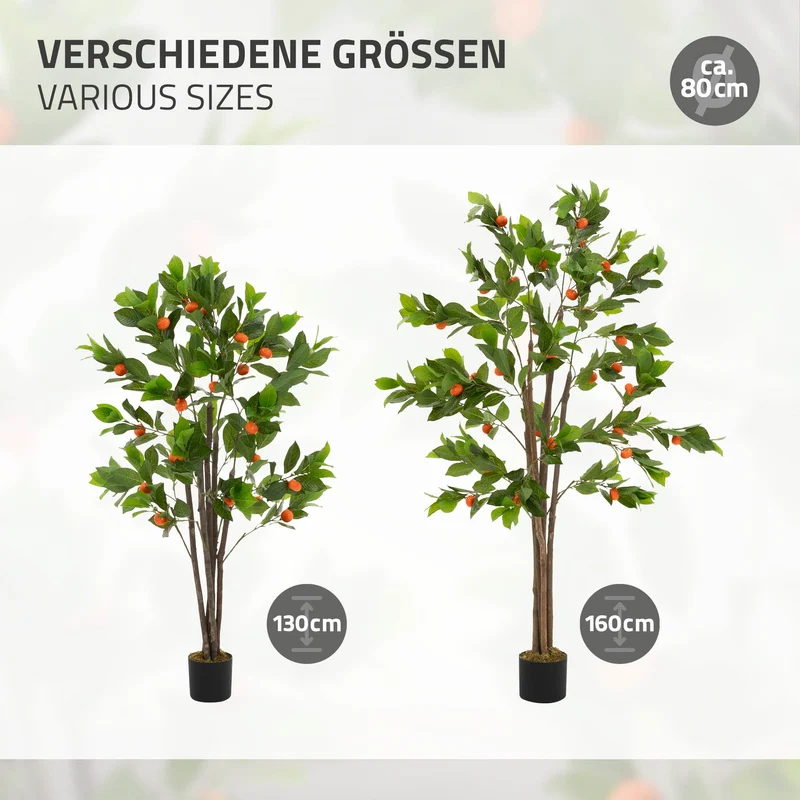 Künstlicher Orangenbaum 160 cm Kunstpflanze im Topf mit Früchten ML-Design