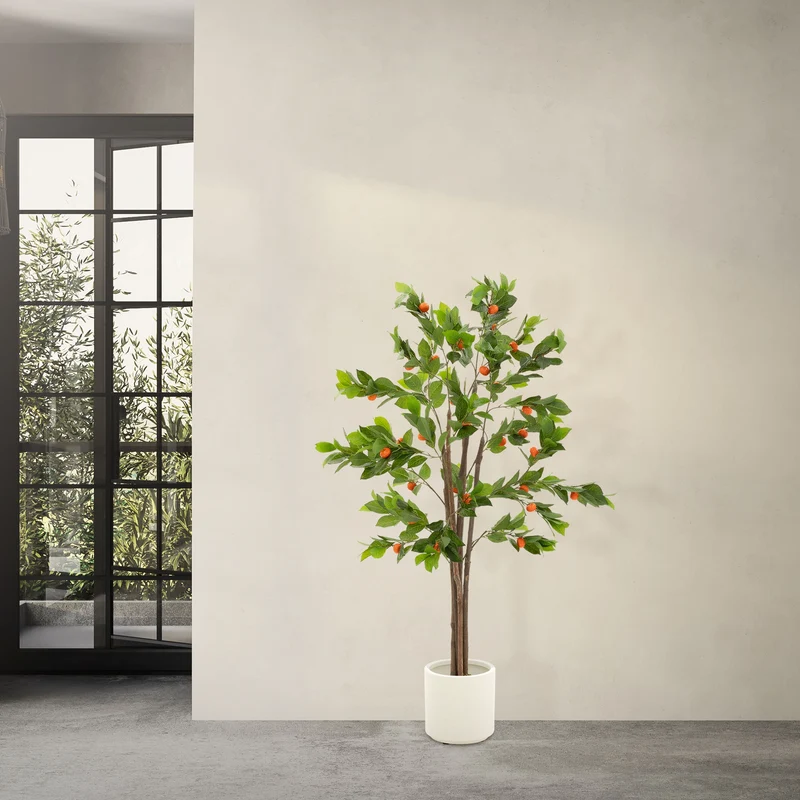 Künstlicher Orangenbaum 160 cm Kunstpflanze im Topf mit Früchten ML-Design