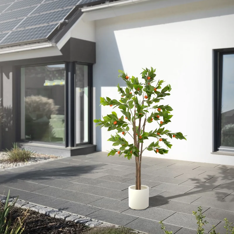 Künstlicher Orangenbaum 160 cm Kunstpflanze im Topf mit Früchten ML-Design