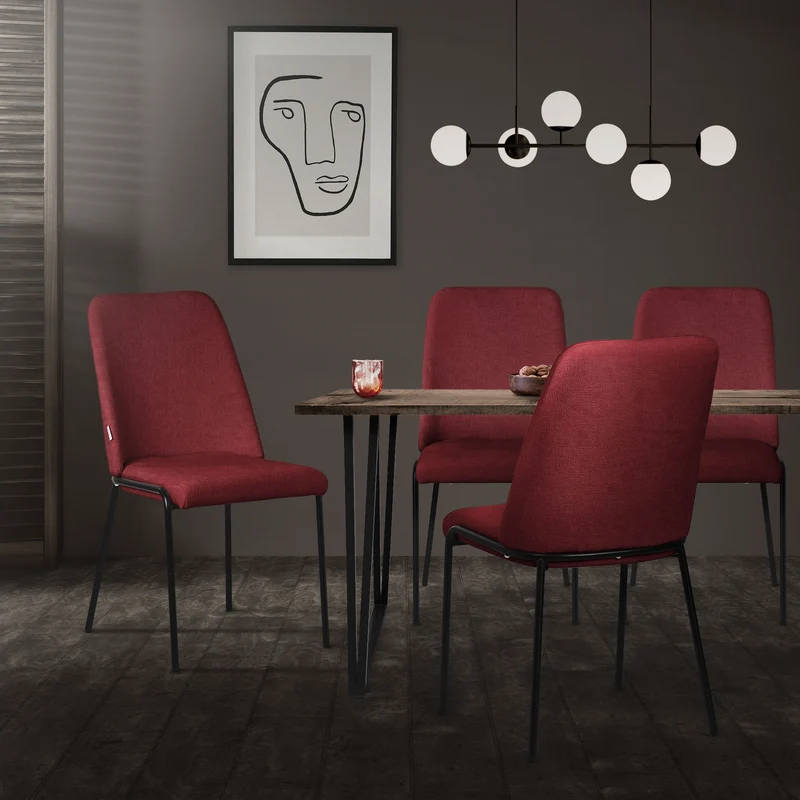 Esszimmerstühle 2er Set Rot mit Rückenlehne, Polsterstühle für Esszimmer & Küche ML-Design