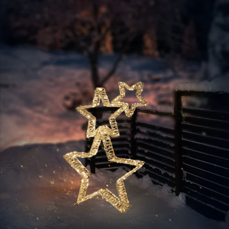 LED Weihnachtsstern 80 cm mit 350 warmweißen LEDs und Timer für Innen und Außen IP44 Spritzwassergeschützt