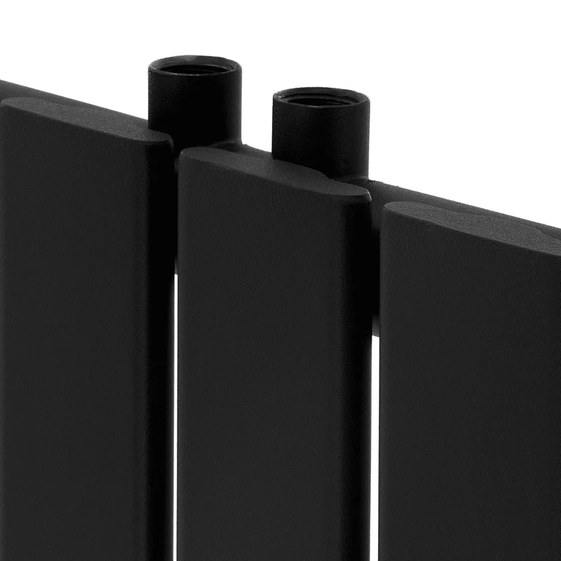 Badheizkörper Mittelanschluss 480x1600 mm Schwarz mit Universal Thermostatventil LuxeBath