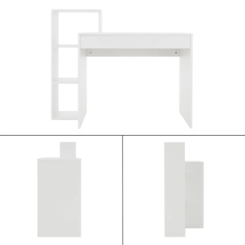 B-Ware Schreibtisch mit Regal 110x72x40 cm Weiß ML-Design