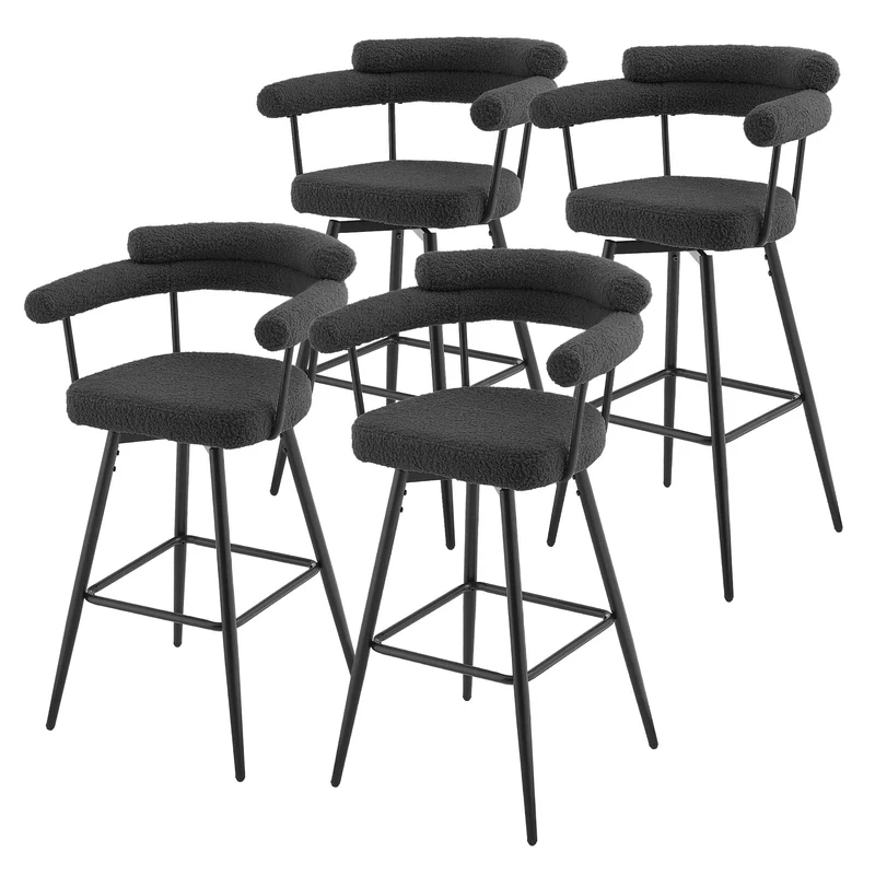 ML-Design | Barhocker Set 360° drehbar mit Armlehne, Rückenlehne und Fußstütze 61x103x55 cm bis 120 kg