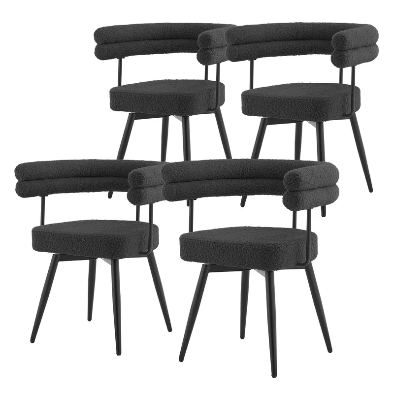 ML-Design | Esszimmerstühle Set 360° drehbar mit Armlehnen und Rückenlehnen, 63x55x75 cm in Teddy-Stoff, Küchenstuhl