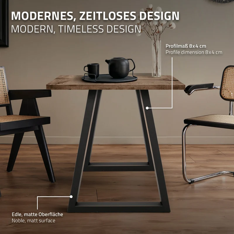 B-Ware Tischbeine 2er Set Trapez-Design 60x72 cm Anthrazit aus Stahl