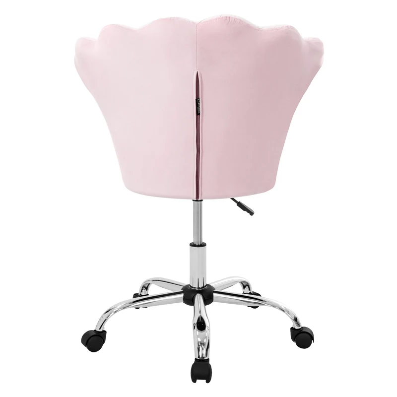 B-Ware Bürostuhl mit Rollen und Rückenlehne Muscheldesign 68x68 cm Hellrosa aus Samt Schminktisch Stuhl ML-Design