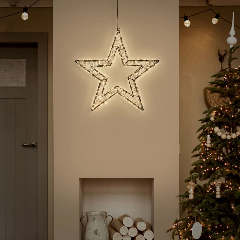 LED Weihnachtsstern 50 cm mit 720 extra-warmweißen LEDs und Timer für Innen und Außen IP44 Spritzwassergeschützt