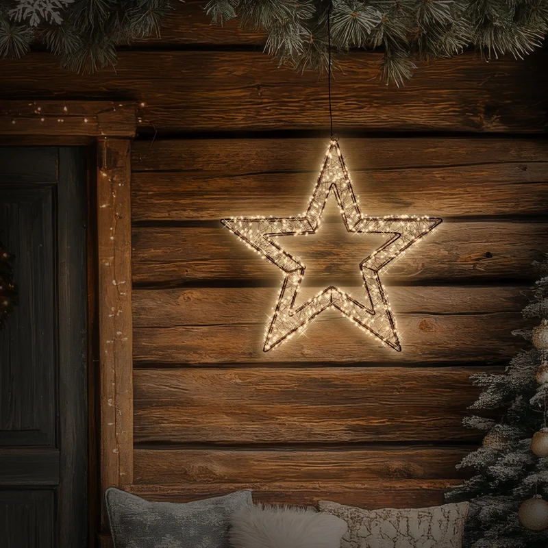 LED Weihnachtsstern 50 cm mit 720 extra-warmweißen LEDs und Timer für Innen und Außen IP44 Spritzwassergeschützt