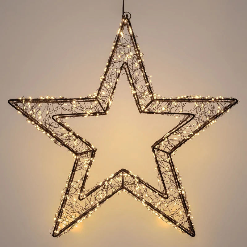 LED Weihnachtsstern 38 cm mit 500 extra-warmweißen LEDs und Timer für Innen und Außen IP44 Spritzwassergeschützt