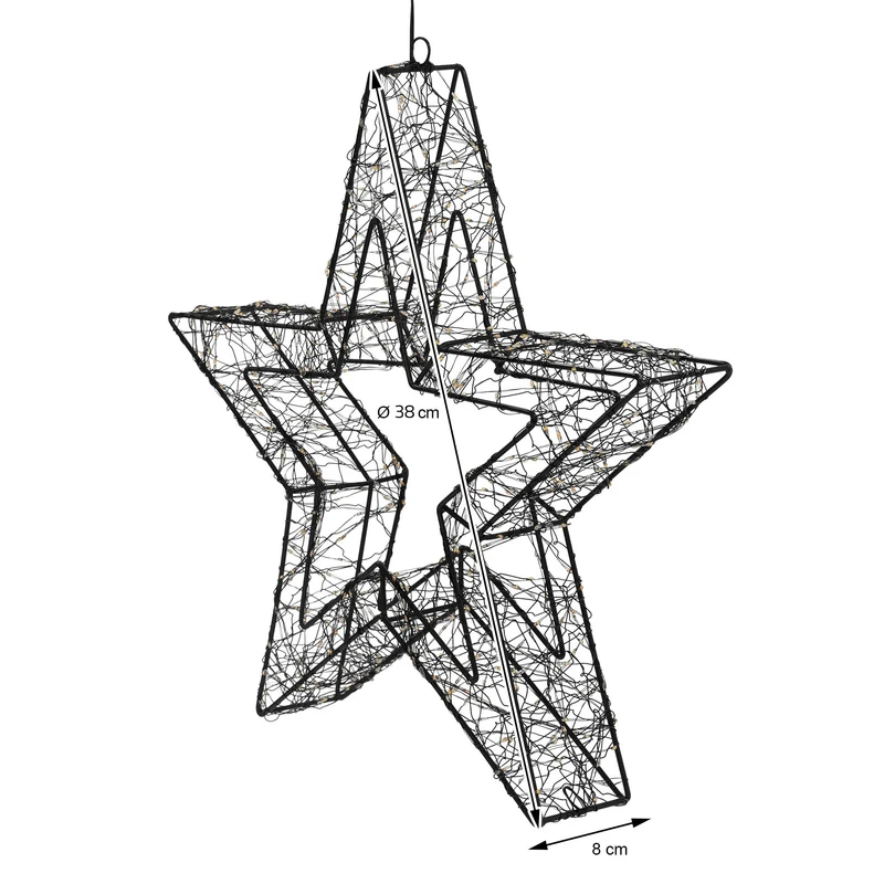 LED Weihnachtsstern 38 cm mit 500 extra-warmweißen LEDs und Timer für Innen und Außen IP44 Spritzwassergeschützt