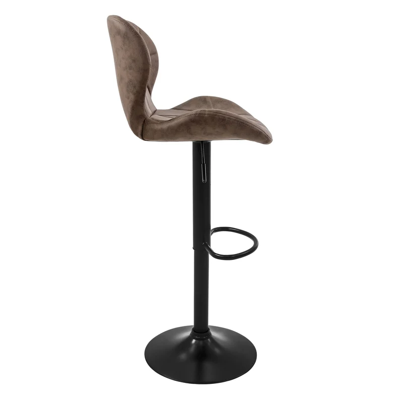Barhocker 2er Set Braun Kunstlederbezug mit Rückenlehne und Fußstütze höhenverstellbar 59-79cm ML-Design