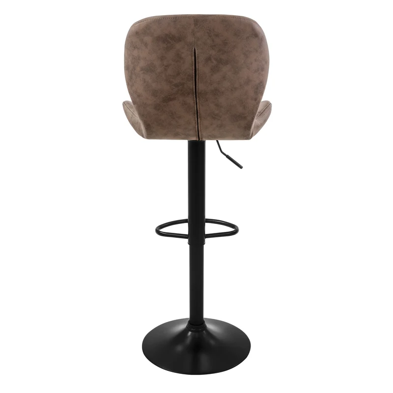Barhocker 2er Set Braun Kunstlederbezug mit Rückenlehne und Fußstütze höhenverstellbar 59-79cm ML-Design