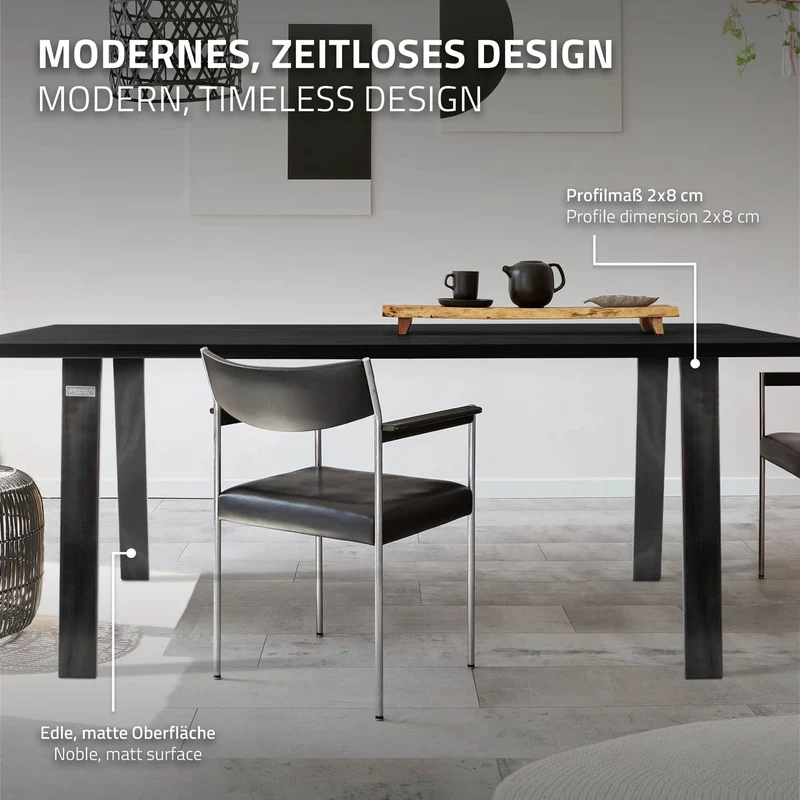 B-Ware Tischbeine Tischgestell 2er Set Trapez-Design 55-75 x 72 cm Industrial aus Stahl ML-Design