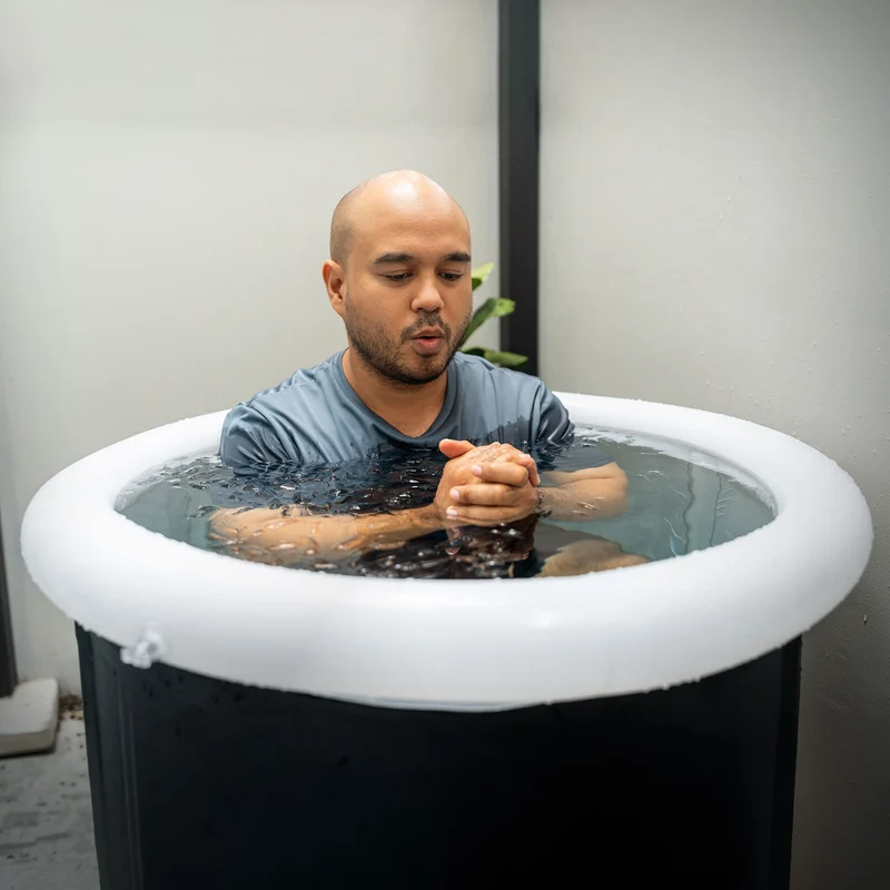 Eisbad Ø80 cm, Eistonne mit Isolierung, Komplettset, 350L Eisfass Tonne für Eisbaden, Kältetherapie & Regeneration, Faltbare