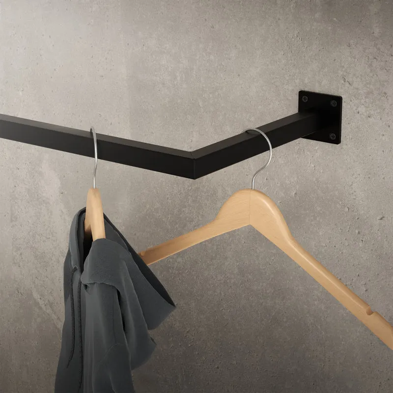 B-Ware Kleiderstange Garderobe Wandmontage 12 x 60 cm Schwarz aus Stahl ML-Design