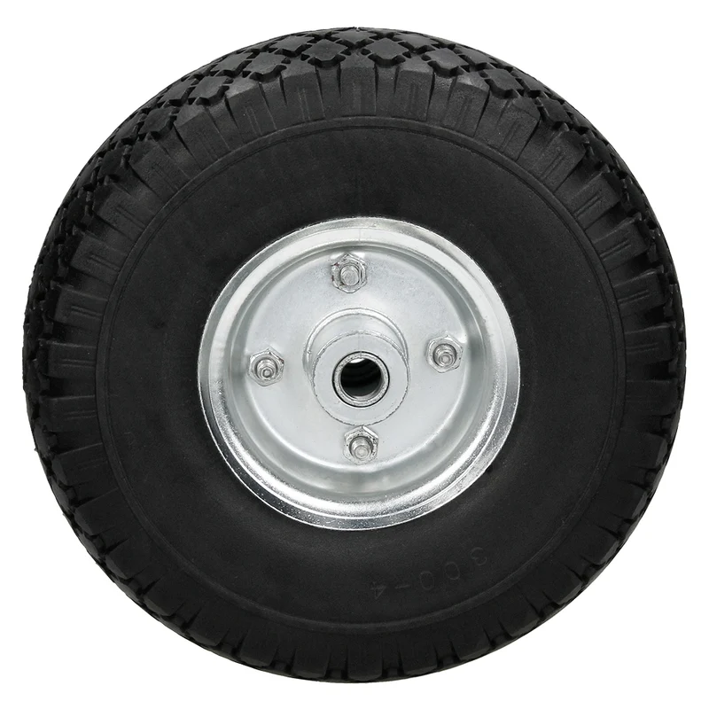 4er Set Schubkarrenrad Ø 260x85 mm / 3.00-4 Schwarz mit Kugellager und Stahfelge aus PU Vollgummi