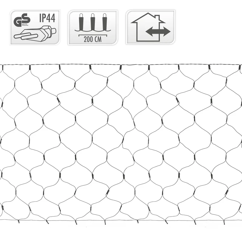 LED Lichternetz 100x200 cm mit 160 LEDs Warmweiß IP44