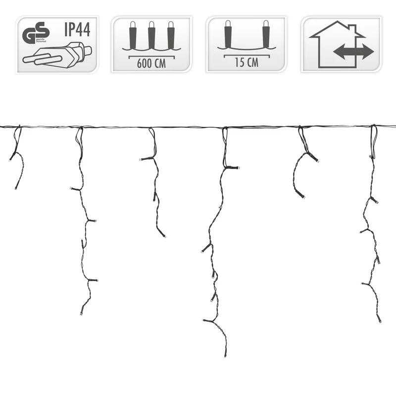 LED Lichtvorhang 6m Warmweiß mit 180 LEDs aus PVC