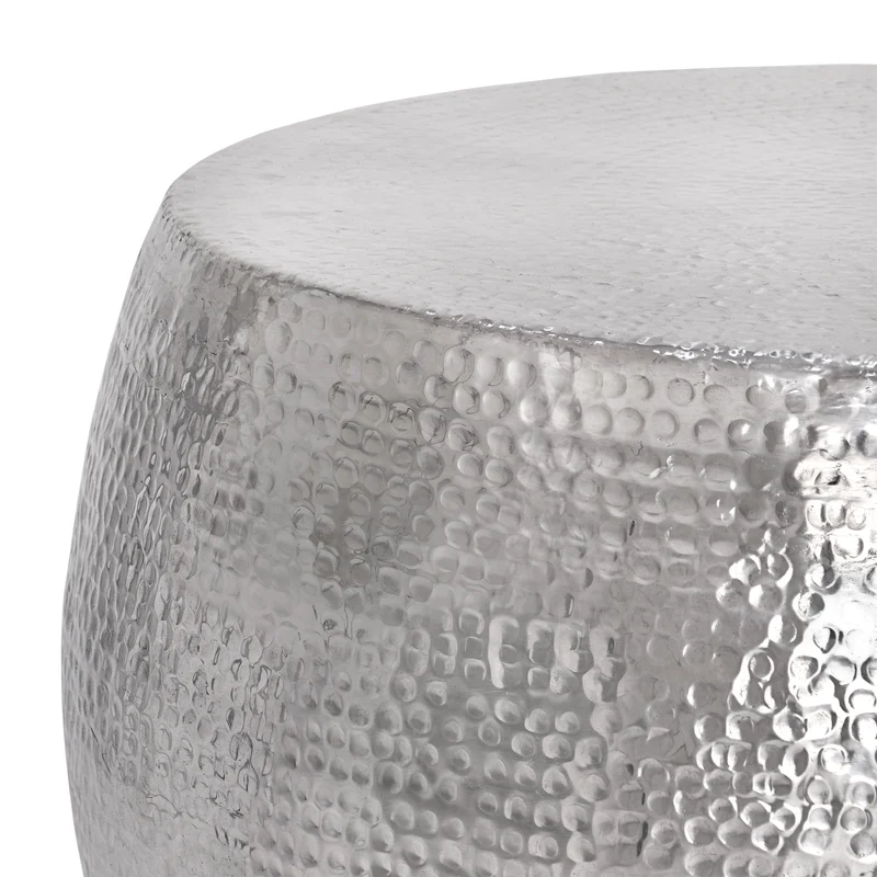 Couchtisch Ø 90x45 cm Silber aus Aluminium in Hammerschlag Optik WOMO-Design