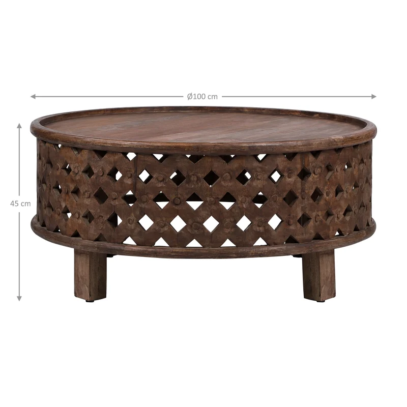 Couchtisch Ø 100x45 cm Braun aus Mangoholz WOMO-Design