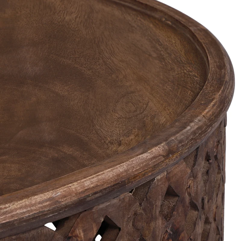 Couchtisch rund Ø 100x45 cm Braun aus Mangoholz WOMO-Design