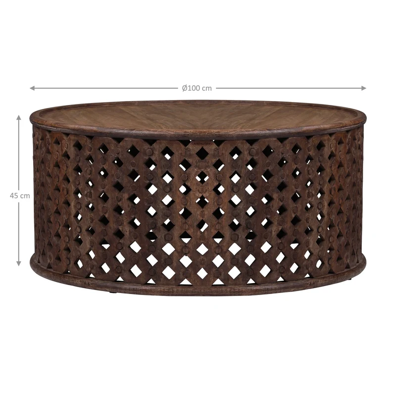 Couchtisch rund Ø 100x45 cm Braun aus Mangoholz WOMO-Design