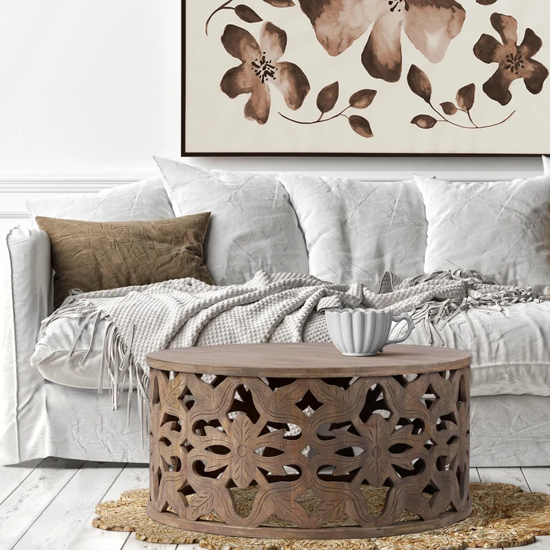 Couchtisch Ø 100x45 cm Natur aus Mangoholz WOMO-Design